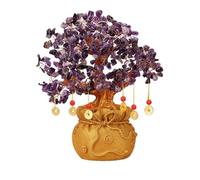 KXQYIKYI Arbre d'argent en Cristal Feng Shui Bonsaï Sac de bénédiction Plante en Pot pour l'argent de la Fortune Bonne Chance Richesse Prospérité et succès Arbre en Cristal de Citrine, Jaune