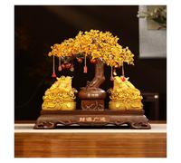 KXQYIKYI Arbre en cristal de crapaud porte-bonheur Feng Shui en cristal de citrine de quartz - Décoration de style bonsaï - Pierre précieuse naturelle de citrine - Arbre de vie en cristal Tr, taille L