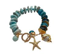 KXQYIKYI Bracelet d'apatite rugueux Perl Gold plaqué 9 "