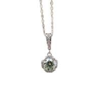 KXQYIKYI Collier en argent Pink Moisanite 1CT 6,5 mm vert bleu jaune passé le diamant S925 Bijoux pour femmes