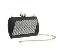 KXQYIKYI Diamants Day Femme Embrayage perle en satin noir Couleur de soirée Sacs de soirée Hinaistones Sacs à main de mariage (E)