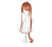 KXQYIKYI Doki Doki Literature Club Monika Wigs DDLC 110cm de Long Hair Synthetic Hair Perucas Anime Cosplay Wig + Wig Cap