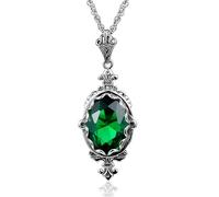 KXQYIKYI Femmes Pendante Emerald Stone Solid 925 STERLING CRISTAL CRISTAL BRIDESS PENDANT Collier Bijoux de mariage de mariée
