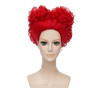 KXQYIKYI Halloween Red Queen Cosplay Wig Role Play Queen of Hearts Costume Coiffure Rouge + Capuche de Perruque