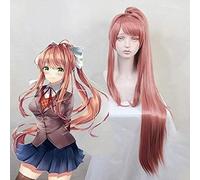 KXQYIKYI Jeu doki doki littérature Club Cosplay Perruques Monika Cosplay Perruque résistante à la Chaleur Coiffure Coiffure Halloween Wigs + Cap Cosplay Anime wig Coser