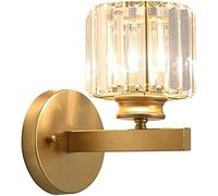 KXQYIKYI Luminaire Mural Crystal Glass Gall Éclairage Modern Iron Art Art Bedroom Bedside Lamp Simple Room Restaurant Decor Lantern Wall Lantern E27 Lampe DE DÉCORD (Or)