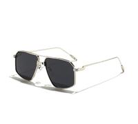 KXQYIKYI Lunettes de soleil carrées en métal pour homme - Dégradé classique - Double faisceau - UV400