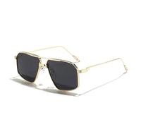 KXQYIKYI Lunettes de soleil carrées en métal pour homme - Dégradé classique - Double faisceau - UV400
