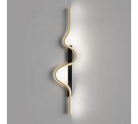 KXQYIKYI Mur Light Modern Linear Murce Murce Black + Gold Wall Lightture LED LED Mall Wave-Shape Art déco Mound Mount Éclairage