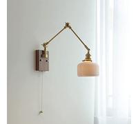 KXQYIKYI Mur Light Moderne Swing Bran Lights Wall Alivable Brackshed Brass E27 1-Light Wall Lampes White Ceramic Shade Style Japane