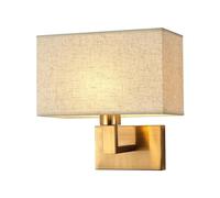 KXQYIKYI Nightstand Moderne Lire la Lampe Murale Indoor Tensidémière du Mur de Chevet avec Ombre en Tissu en Lin carré, Gol