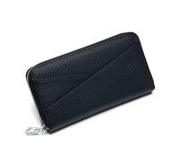 KXQYIKYI Portefeuille en Cuir véritable pour Femme, Blocage RFID, Fermeture éclair Autour du Portefeuille, Grande capacité, Long Sac à Main, Pochette pour Carte de crédit (Jaune), Noir