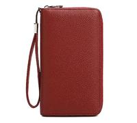 KXQYIKYI Portefeuille pour Femme en Cuir avec Blocage RFID, Portefeuille pour Carte de crédit, Passeport de Voyage, Porte-Monnaie avec Dragonne Amovible, Bordeaux, HEHDNNAHC-B0CBFK3RWQ