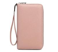 KXQYIKYI Portefeuille pour Femme en Cuir avec Blocage RFID, Portefeuille pour Carte de crédit, Passeport de Voyage, Porte-Monnaie avec Dragonne Amovible, Rose, HEHDNNAHC-B0CBFJ9ZB9