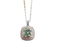 KXQYIKYI S925 Collier Silver Moisanite 1 Carat Jaune Green Blue Rose Bijoux Mariage