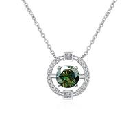 KXQYIKYI S925 STERLING Silver 1ct Collier Moisanite Collier de la chaîne de clavicule ronde pour la Saint-Valentin