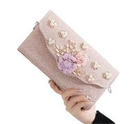 KXQYIKYI Sacs de soirée pour femmes perle les sacs à main de couleur golden de feuille avec couverture de chaîne (D)
