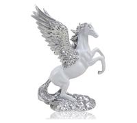 KXQYIKYI Sculpture de Table Cheval Statues Sculpture décor, Artisanat en résine Mouche Cheval pégase Statue de Bon augure, Figurine Artisanale Bureau bibliothèque Artisanat Cadeaux, Argent