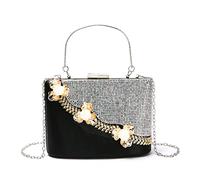 KXQYIKYI Shelme de fleur Diamants Femmes Sacs de soirée Bucket Chain de conception épaule Jour du mariage Embrayage Embrayage Perle sacs à main (noir)