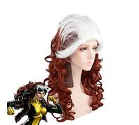KXQYIKYI X-Men la Perruque annuelle de Cosplay Anna Marie Blanc Brown Brown Long Curly Synthetic Hair Rogue Role Play Costume Wigs E411