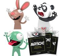 KXT Lot de 3 marque-pages 3D amusants - Motif : animaux de dessin animé - Cadeau amusant pour enfants et adultes (3 lapins, panda, gecko)