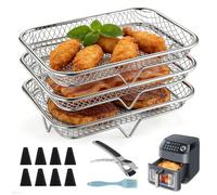 KXVXXV Airfryer Paniers empilables, grille pour friteuse à air chaud, 20.7 cm, accessoires de friteuse à air chaud Cosori 5,5 L/6 L, pour Ninja Max Pro 6,2 L AF180EU, accessoires Airfryer en acier