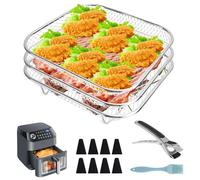 KXVXXV Airfryer Paniers empilables, grille pour friteuse à air chaud, 20.7 cm, accessoires de friteuse à air chaud Cosori 5,5 L/6 L, pour Ninja Max Pro 6,2 L AF180EU, accessoires Airfryer en acier