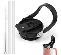 KXVXXV Couvercle anti-fuite pour gobelet Stanley Cup - 100 ml - Avec 2 pailles, 1 brosse à paille et 1 gobelet - Noir