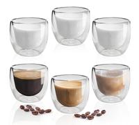 KXVXXV Lot de 6 tasses à expresso en verre à double paroi - 80 ml - Verres à latte macchiato - Verres à cappuccino - Verres thermiques