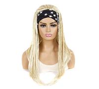 KXW Perruques Bandeau tressé pour Femmes Noires, Longues Perruques tressées avec Bandeau attaché, Perruque Tresse boîte Cheveux au Crochet, Style Hip hop Punk (4 Couleurs, 18in / 45cm)