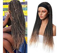 KXW Perruques tressées avec Bandeau pour Femmes, Perruque tressée avec Bandeau synthétique Long, Perruques sans Lacet, Perruques tressées avec Bandeau (3 Couleurs, 66 cm)(Color:1B27)