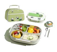KXWDKJ Bento Lunch Box Mon Bento Doublure Amovible en Matériau 316, Comprenant des Couverts et un Sac Isotherme, Idéale Pour l'École et Le Bureau (4 Compartments - 1550ml)