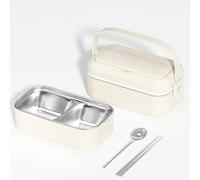 KXWDKJ Boîte Repas Mon Bento Lunch Box Couverts Inclus Parfaits Pour les en-Cas et les Sandwichs (Beige,1-layer)
