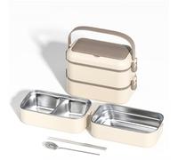 KXWDKJ Boîte Repas Mon Bento Lunch Box Couverts Inclus Parfaits Pour les en-Cas et les Sandwichs (Khaki,2-layer)