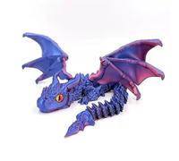 KXWDKJ Dragons 3D Jouet imprimé 3D avec ailes Articulation intégrale du corps pour maison, bureau, bureau (30 cm, soie rouge bleu)
