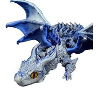 KXWDKJ Dragons 3D Jouet imprimé 3D avec ailes Articulation intégrale du corps pour maison, bureau, bureau (30 cm, soie bleu argent)