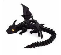 KXWDKJ Dragons 3D Jouet imprimé 3D avec ailes Articulation intégrale du corps pour maison, bureau, bureau (30 cm, noir soie, 30 cm)