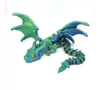KXWDKJ Dragons 3D Jouet imprimé 3D avec ailes Articulation intégrale du corps pour maison, bureau, bureau (40 cm, soie bleu vert)