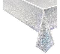 KXWDKJ Lot de 10 nappes fluo pour fêtes, fêtes d'anniversaire - 137,2 x 274,3 cm - Pour décorations de fêtes multi-personnes (argenté)