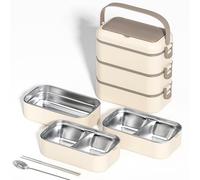 KXWDKJ Mon Bento Lunch Box Bento Lunch Box Couverts Inclus Parfaits Pour les Pique-Niques Scolaires (Khaki,3-layer)