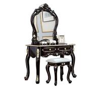 KXWOQ3ED Coiffeuse Noire pour Chambre À Coucher, Table de Maquillage de 105 cm avec Miroir e Tabouret Rembourré pour Filles Et Femmes