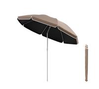 KXWOQ3ED Parasol de Terrasse Extérieur Rond, 180 cm - 260 cm Parasol de Jardin Portable Inclinable, Protection UV pour Marché, Piscine, Balcon, Patio(Brown,220cm/7.2ft)