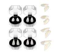 KXYINOS 4 Paires Crocs De Vampire Dents, Fausses Dents Cosplay d'Halloween Accessoires Vampire Costume d'halloween Accessoires De Fête (13mm 15mm 17mm 19mm)