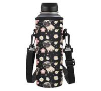 Kxyudcn Porte-bouteille d'eau léger avec sangle pour filles, voyage, école, Bouledogue Fleur, Taille unique, Ensemble cartable