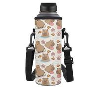 Kxyudcn Porte-bouteille d'eau léger avec sangle pour filles, voyage, école, Fleur Capybara, Taille unique, Ensemble cartable