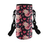 Kxyudcn Porte-bouteille d'eau mignon et décontracté avec sangle pour filles, voyage, école, Axolotl Cœur, Taille unique, Ensemble cartable