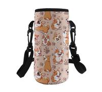 Kxyudcn Porte-bouteille d'eau mignon et décontracté avec sangle pour filles, voyage, école, Corgi., Taille unique, Ensemble cartable