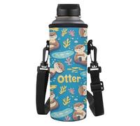 Kxyudcn Porte-bouteille d'eau mignon et léger avec sangle pour filles, voyage, école, Loutre de mer., Taille unique, Ensemble cartable