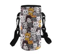 Kxyudcn Porte-bouteille d'eau mignon et pratique avec sangle pour filles, voyage, école, chat, Taille unique, Ensemble cartable