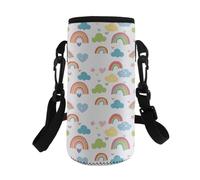 Kxyudcn Porte-bouteille d'eau portable Kawaii avec sangle pour filles, voyage, école, Arc-en-ciel, Taille unique, Ensemble cartable